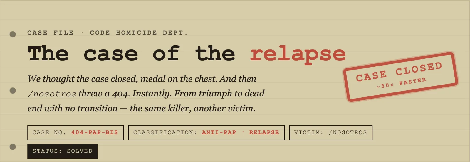 Case 404-PAP-bis: the relapse