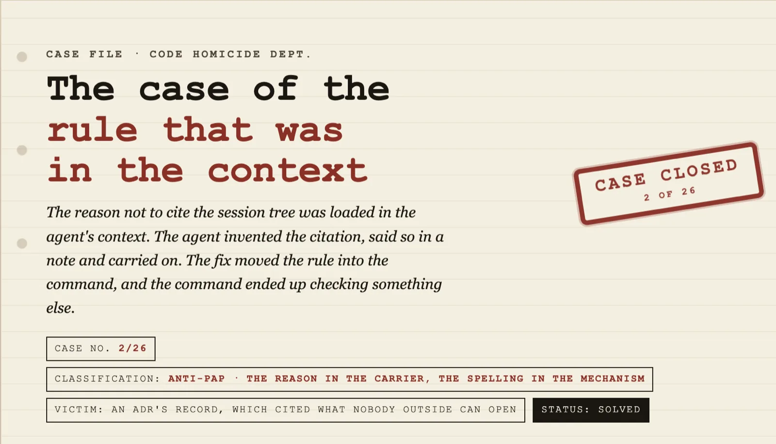 Case 2/26: the rule that was in the context