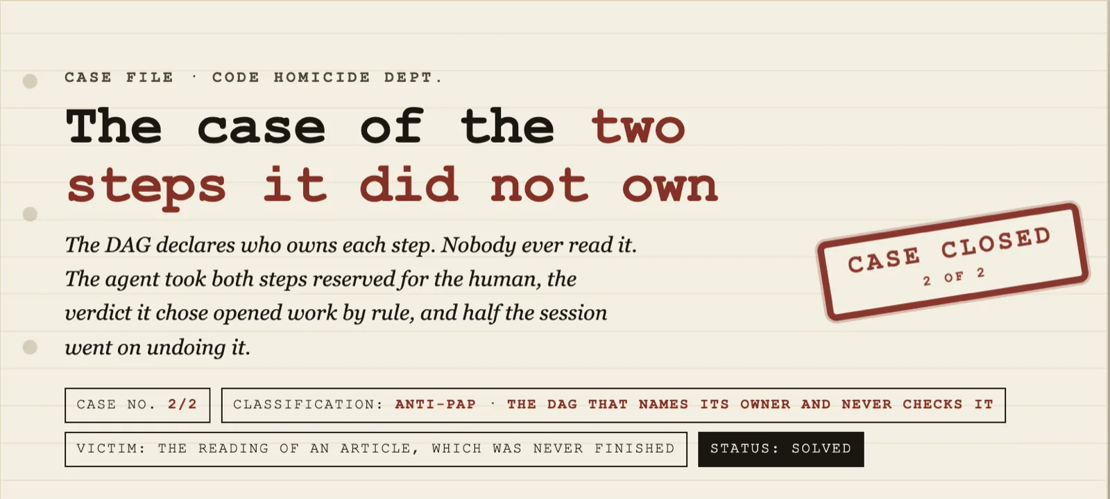 Case 2/2: the two steps it did not own