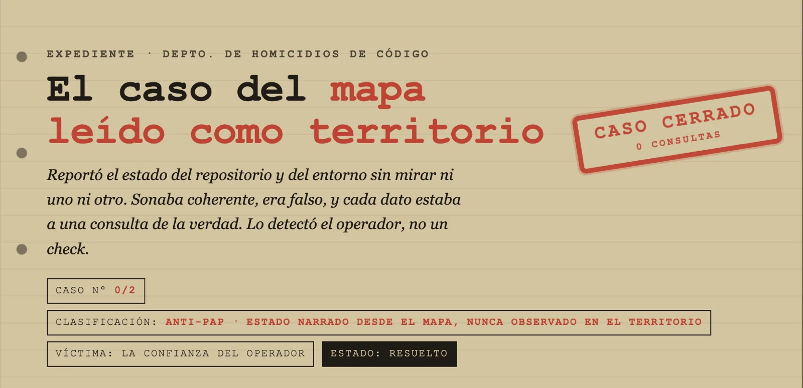 Expediente 0/2: el mapa leído como territorio
