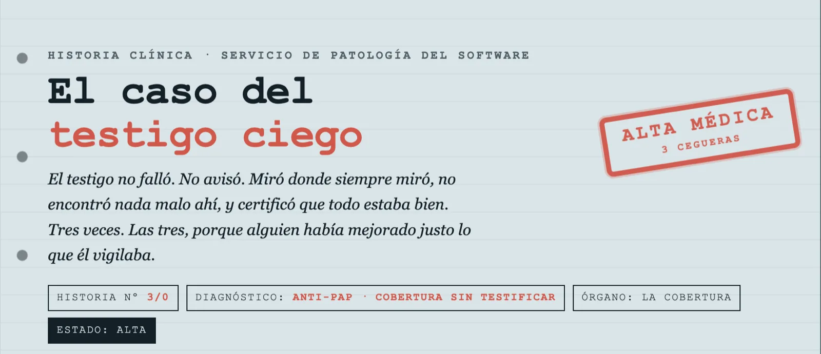 Expediente 3/0: el testigo que certificaba un mundo que ya no existía