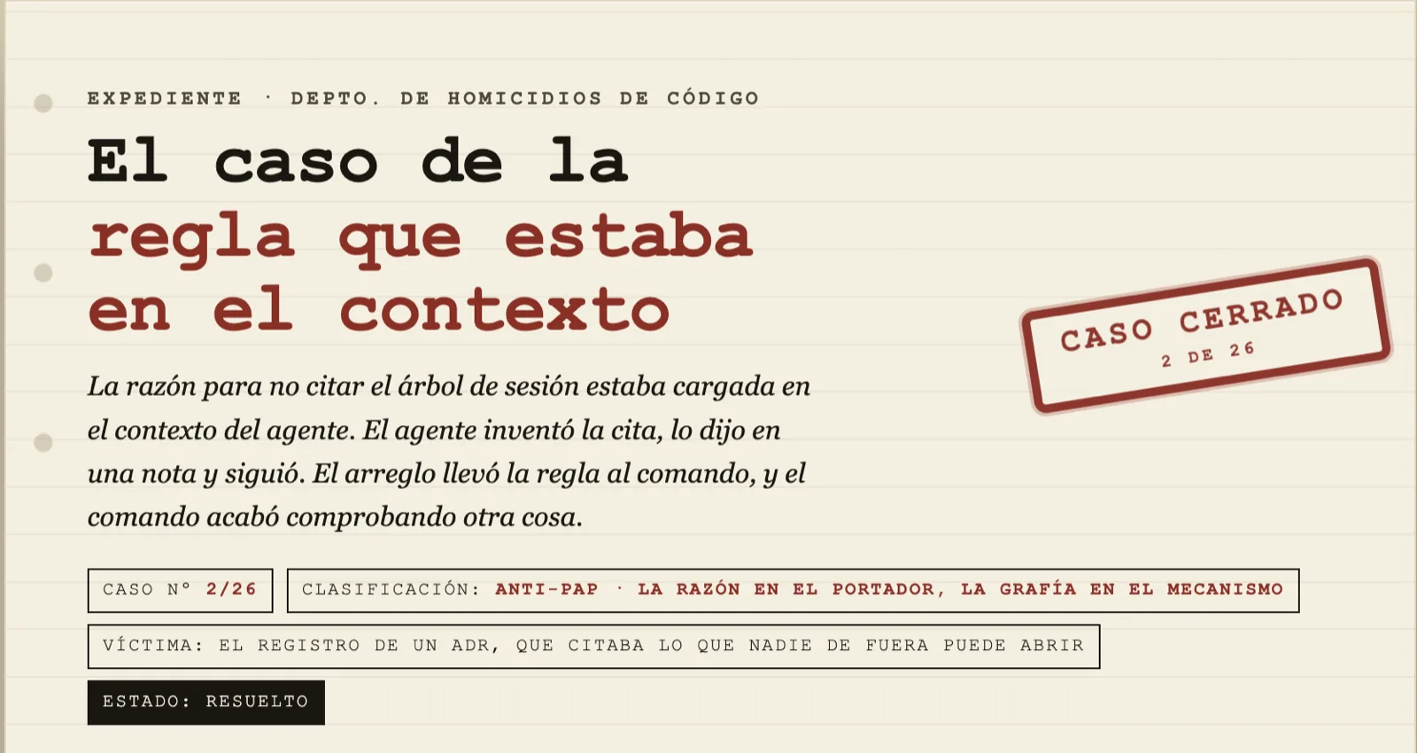 Expediente 2/26: la regla que estaba en el contexto