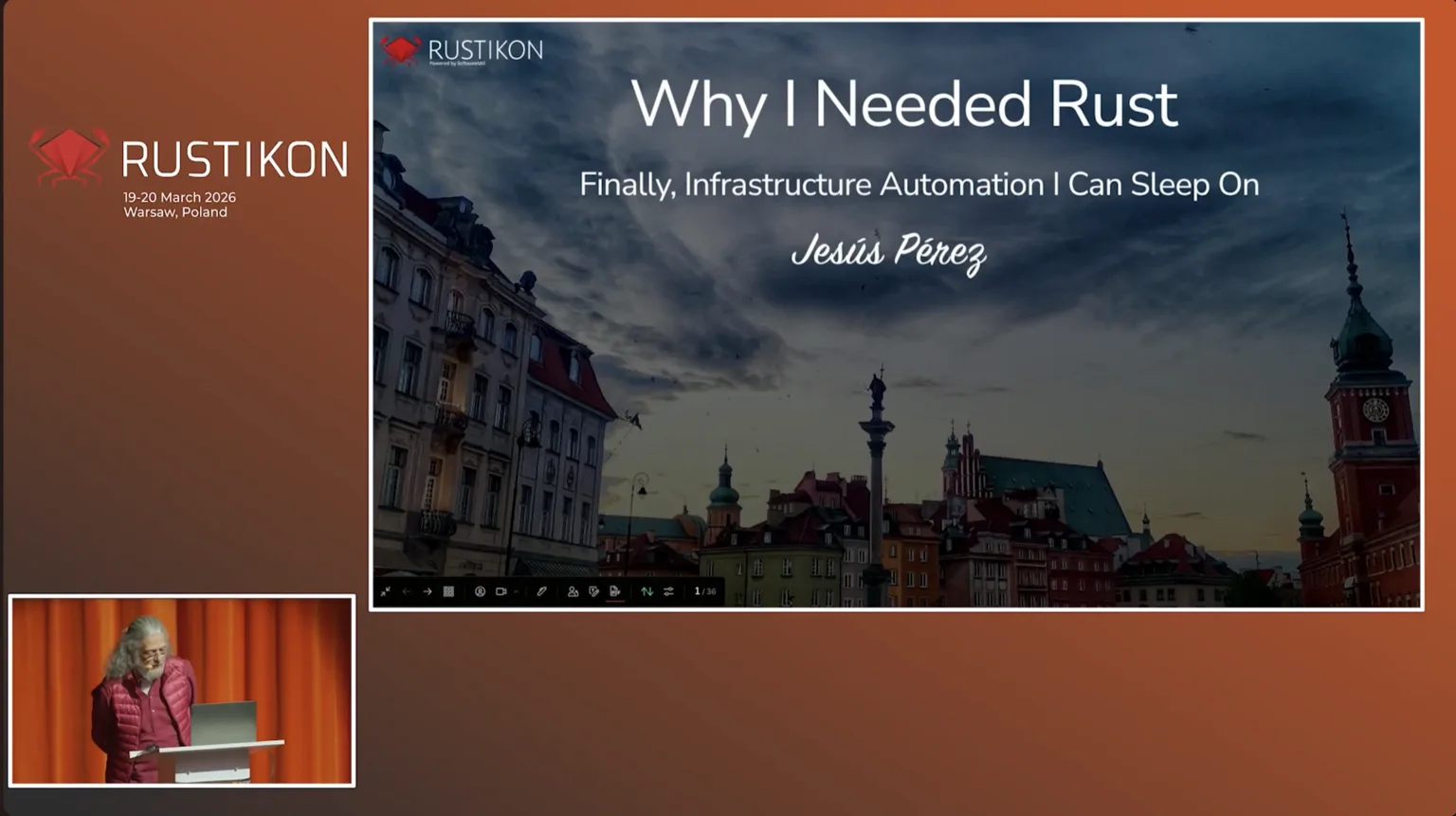 Jesús Pérez on stage at Rustikon 2026, Warsaw